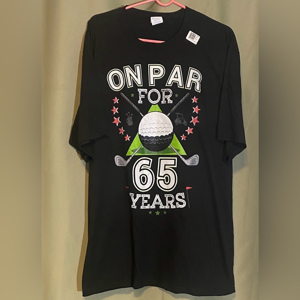 Port & Company 65th Golfer Birthday Black Golf Themed Tee On Par for 65 Yrs 3XL